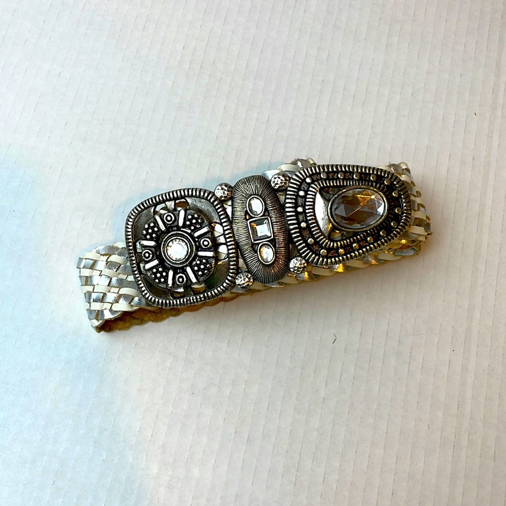 Chico’s silver and white braided belt